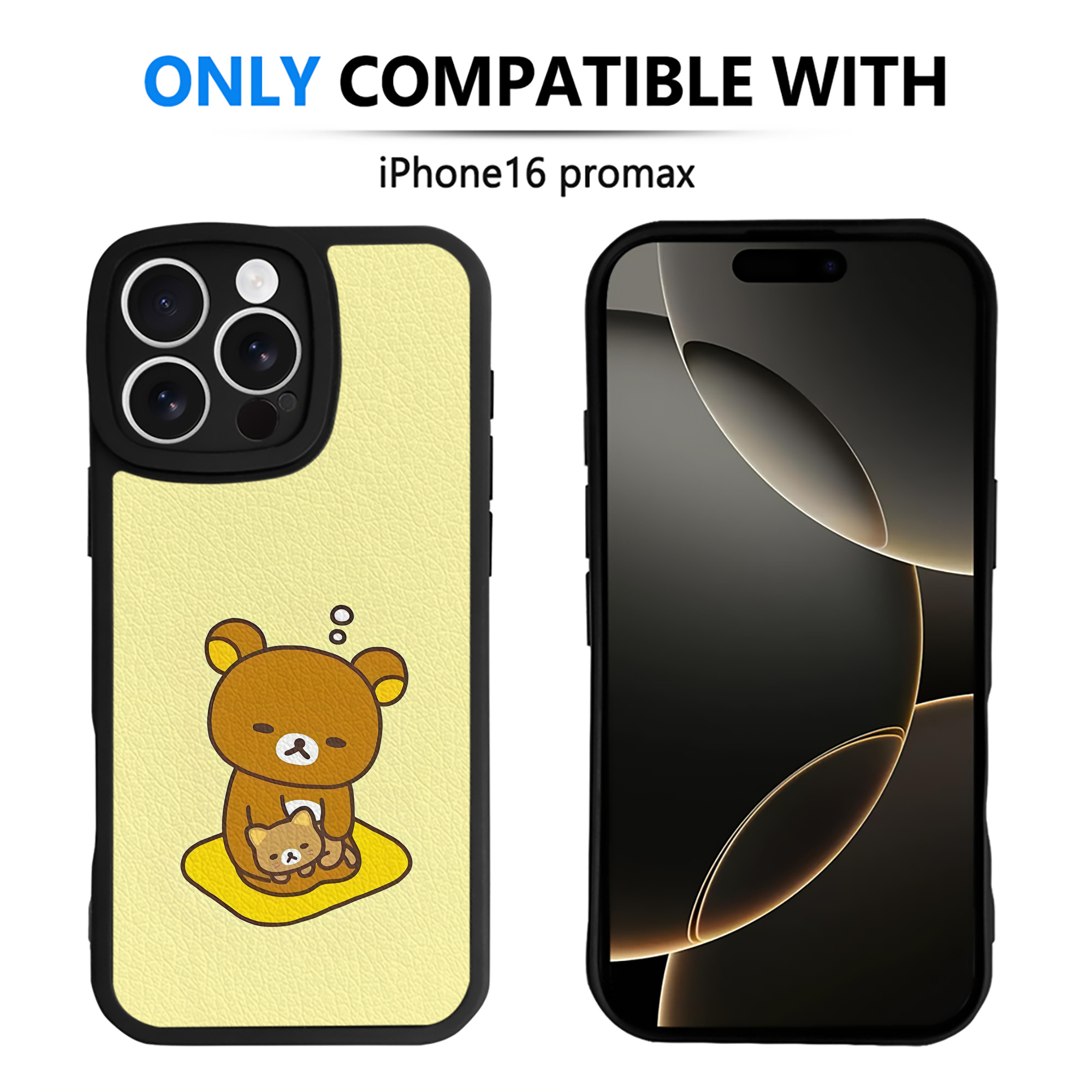 （画像用） リラックマ リラックマ キイロイトリ Rilakkuma Korilakkuma Kiiroitori 【iPhone 16シリーズ対応】シリコンスマホケース（レザー調） 材質：シリコン